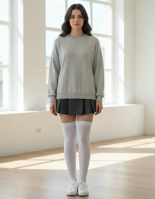 Calceta Larga Medieta Lisa Blanco