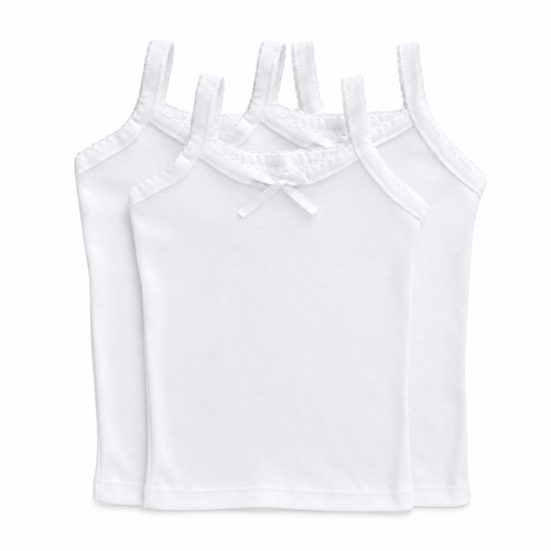Camiseta Blanca Tirante Delgado con Moño Niña by Don Calcetín