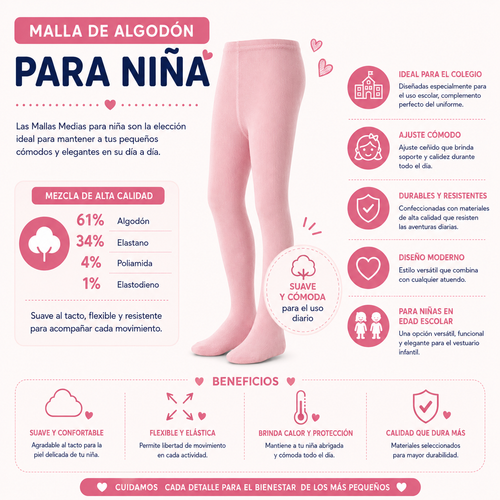 Malla de Algodón Suave Escolar Niña by Don Calcetín