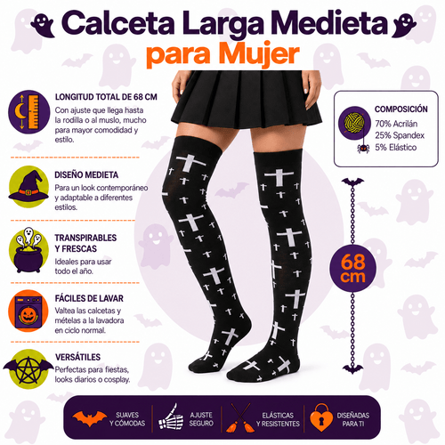 Calceta Larga Cruces Blancas - Don Calcetín