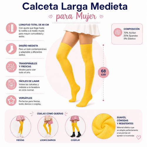 Calceta Larga Medieta Amarilla - Don Calcetín