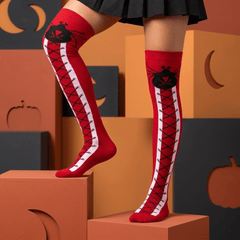 Calceta Larga Medieta Araña Rojo - Don Calcetín