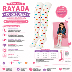Calceta Larga Medieta Corazones Niña - Don Calcetín