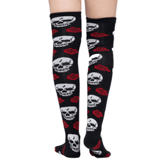 Calceta Larga Medieta Craneo Rosas - Diseño Calaveras Halloween - Don Calcetín