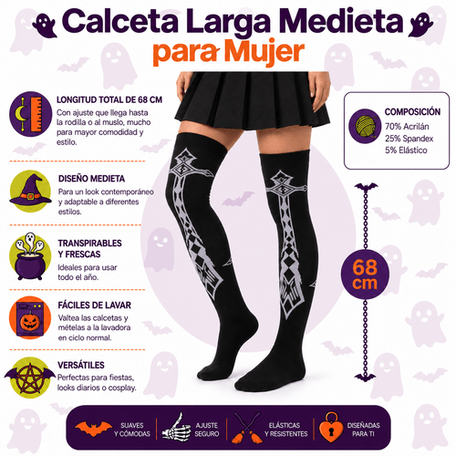 Calceta Larga Medieta Cruz Espada - Don Calcetín