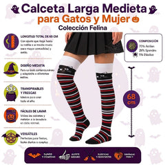Calceta Larga Medieta Gatitos Rayas - Don Calcetín