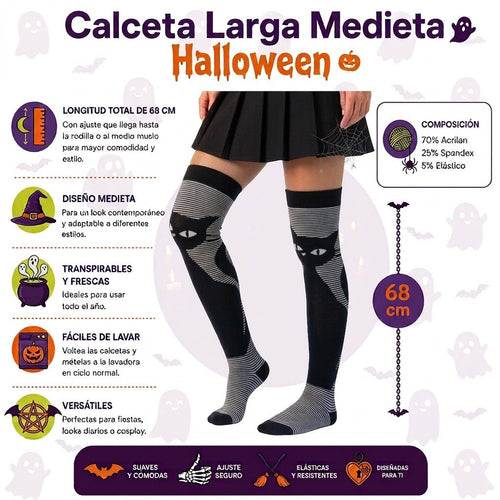 Calceta Larga Medieta Gato Negro - Don Calcetín