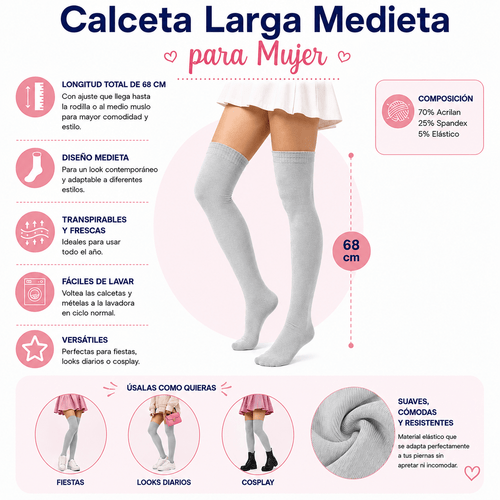Calceta Larga Medieta Gris - Don Calcetín