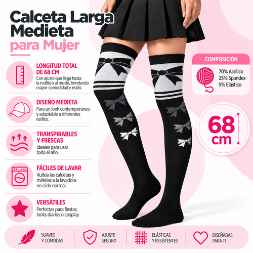 Calceta Larga Medieta Moños - Don Calcetín