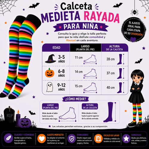Calceta Larga Medieta Multicolor Niña - Don Calcetín