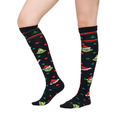 Calceta Larga Medieta Navidad Grinch Puntos - Algodón Suave Elástico De Alta Calidad - Don Calcetín