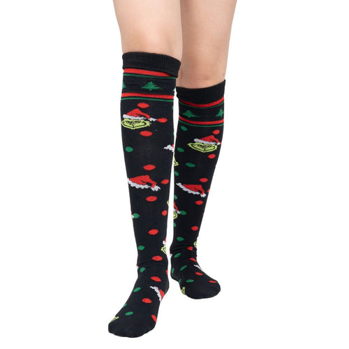 Calceta Larga Medieta Navidad Grinch Puntos - Algodón Suave Elástico De Alta Calidad - Don Calcetín