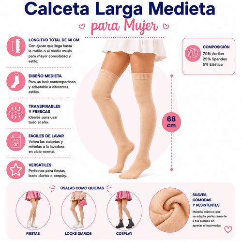 Calceta Larga Medieta Nude - Don Calcetín
