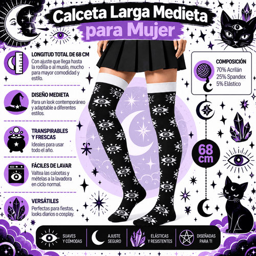 Calceta Larga Medieta Ojos - Don Calcetín