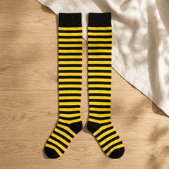 Calceta Larga Medieta Rayada Amarillo Niña - Don Calcetín
