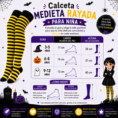 Calceta Larga Medieta Rayada Amarillo Niña - Don Calcetín