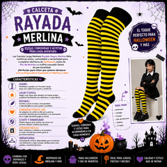 Calceta Larga Medieta Rayada Amarillo Niña - Don Calcetín