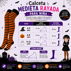 Calceta Larga Medieta Rayada Naranja Niña - Don Calcetín