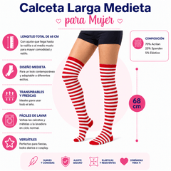 Calceta Larga Medieta Rayada Rojo - Don Calcetín