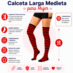 Calceta Larga Medieta Rayada Terracota - Don Calcetín