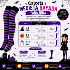 Calceta Larga Medieta Rayada Violeta Niña - Don Calcetín