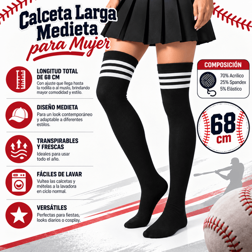 Calceta Larga Medieta Rayas Beisbol - Don Calcetín