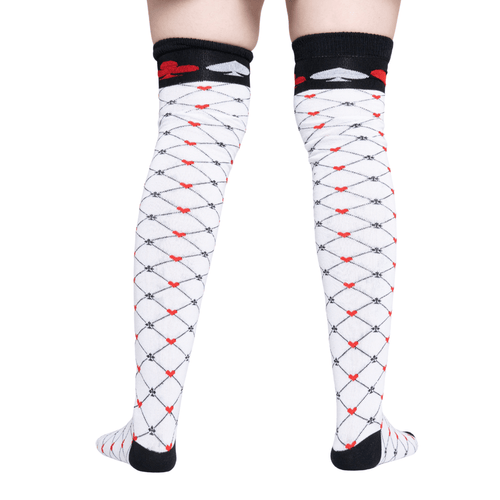 Calceta Larga Medieta Red Corazón - Diseño Poker Halloween Divertido Atractivo - Don Calcetín