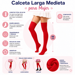 Calceta Larga Medieta Roja - Don Calcetín