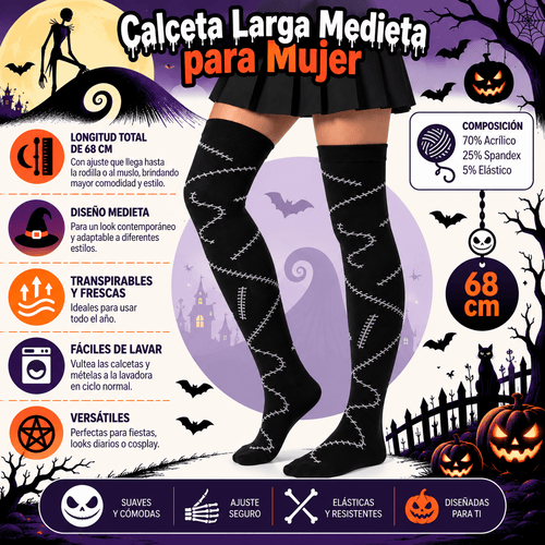 Calceta Larga Medieta Sally Cicatriz Negro - Don Calcetín