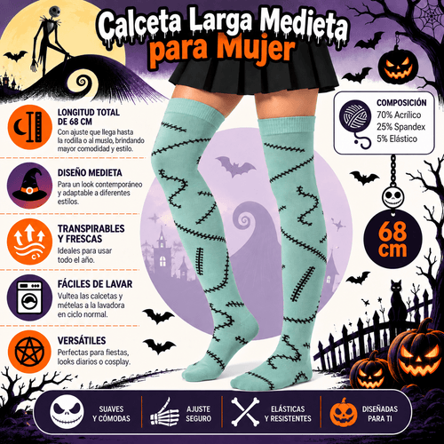 Calceta Larga Medieta Sally Cicatriz Verde - Don Calcetín