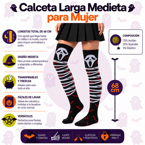 Calceta Larga Medieta Scream Araña - Don Calcetín