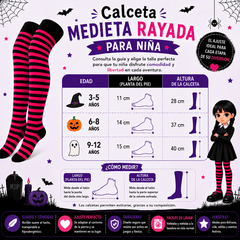 Calceta Larga Rayada Fucsia Niña - Don Calcetín