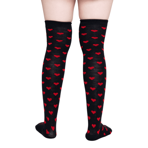 Calcetas Largas Corazones - Negro Para Mujer - Don Calcetín