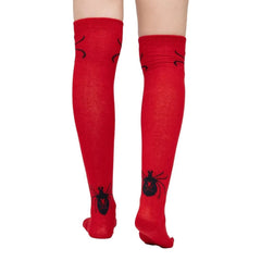 Calcetas Largas Halloween - Diseño Araña Rojo Impactante Y Elegante Para Disfraces Medieta - Don Calcetín