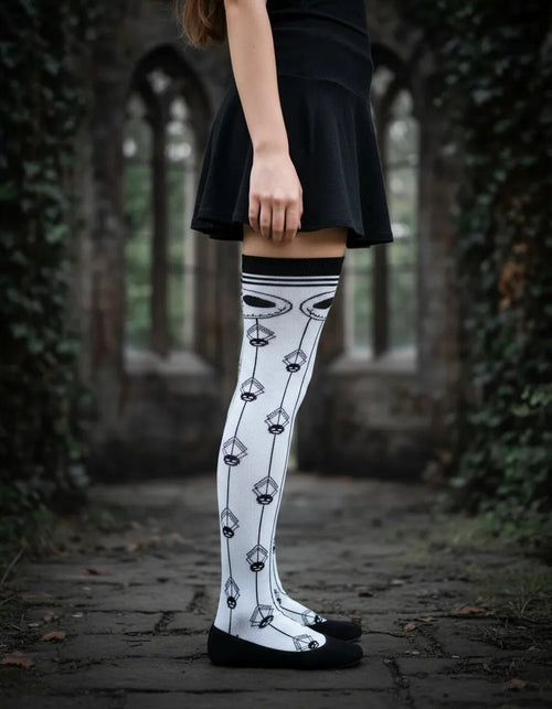 Calcetas Largas Halloween - Diseño Jack Arañas Blanco - Don Calcetín