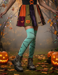 Calcetas Largas Halloween - Diseño Sally Cicatriz Para Niña - Don Calcetín