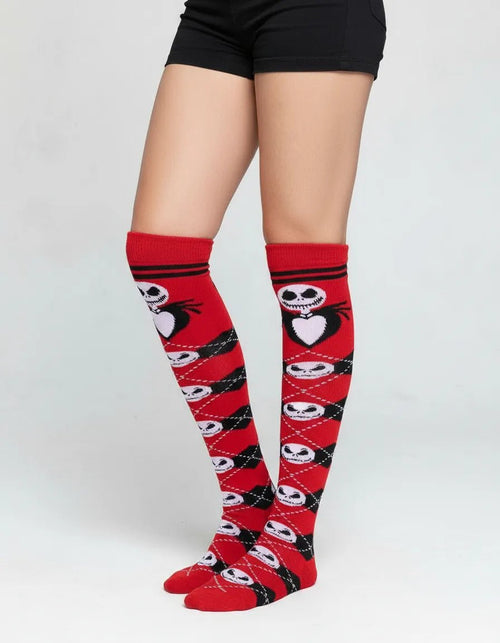 Calcetas Largas Halloween Jack Rojo - Diseño Jack Para Mujer - Don Calcetín