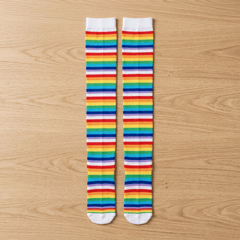 Calcetas Largas Rayadas Multicolor Blanco - Don Calcetín