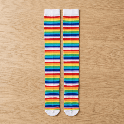 Calcetas Largas Rayadas Multicolor Blanco - Don Calcetín