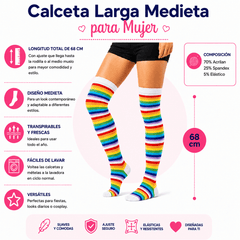 Calcetas Largas Rayadas Multicolor Blanco - Don Calcetín