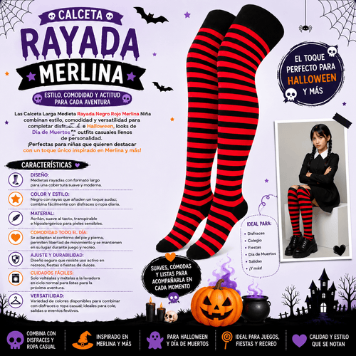 Calcetas Rayadas Para Niña Rojo Medieta - Don Calcetín