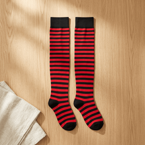 Calcetas Rayadas Para Niña Rojo Medieta - Don Calcetín