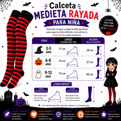 Calcetas Rayadas Para Niña Rojo Medieta - Don Calcetín