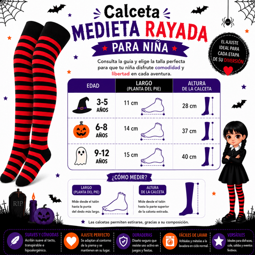 Calcetas Rayadas Para Niña Rojo Medieta - Don Calcetín