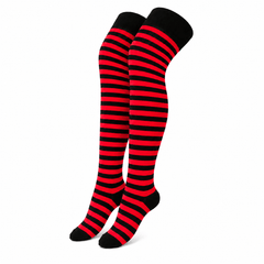 Calcetas Rayadas Para Niña Rojo Medieta - Don Calcetín