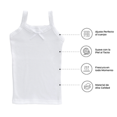 Camiseta Blanca Tirante Delgado Algodón Niña