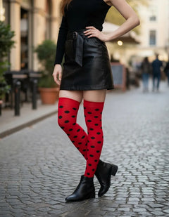 Calceta Larga Medieta Punteada Mujer