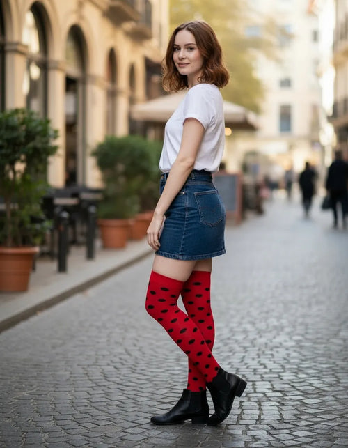 Calceta Larga Medieta Punteada Mujer