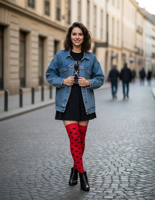 Calceta Larga Medieta Punteada Mujer