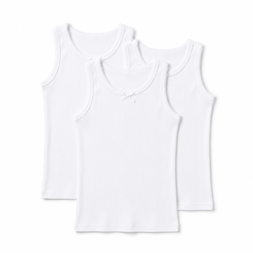 Camiseta Blanca Tirante Grueso con Moño Niña by Don Calcetín